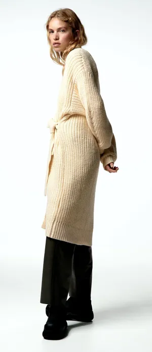 ZARA Chunky Wrap Front Knit Cardigan thumbnail 5