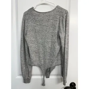 Abercrombie & Fitch Gray Marled V-Neck Sweater Bodysuit L thumbnail 7