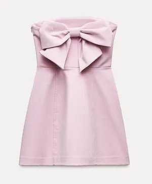 ZARA dress pink sleeveless mini bow wedding coctail party night out thumbnail 12