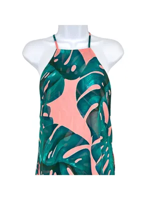 Show Me Your Mumu Byron Resortwear Palms Away Pink Green Tropical Mini Dress XS thumbnail 7