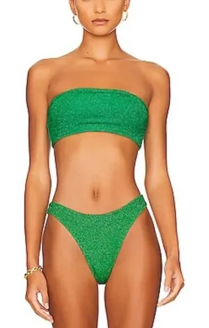 Good American Summer Green Metallic Band Bikini High Waisted Women’s XS 1/2 thumbnail 1