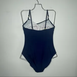 Vintage Jantzen 90's Blue Red Striped Gold Chain Swimsuit thumbnail 6
