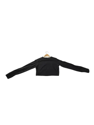 Adidas Originals Womens L 3 Stripes Cropped Long Sleeve Tee Black Blokecore thumbnail 4