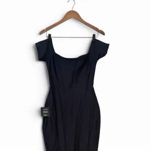 Lulus How Much I Care Midnight Blue Off-the-Shoulder Midi Dress size S NWT thumbnail 5