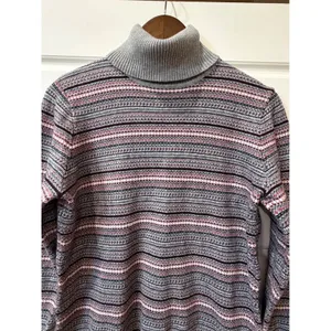 L.L.Bean Gray Fair Isle Turtleneck Sweater Cashmere Blend Large Preppy Gorpcore thumbnail 3