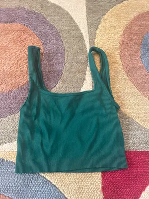 ZARA Dark Green Ribbed Seamless Very Short Crop Tank Top Size XS / S Women thumbnail 1