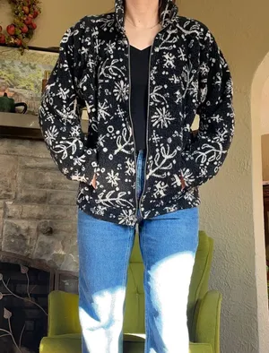 Columbia Rare 90s vintage high pile fleece Sherpa fleece floral full zip jacket thumbnail 1