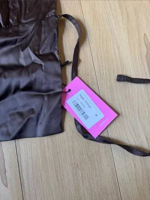 Edikted Chocolate Brown Satin Strappy Crop Top thumbnail 2