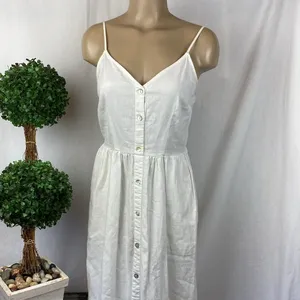 Linen Blend White Sleeveless Button Front Midi Dress From A New Day S thumbnail 2
