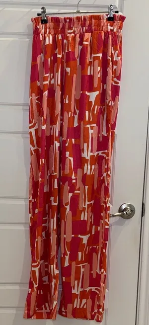 Diarrablu Abstract Print Wide Leg Pants Size M Colorful Pull-On thumbnail 1