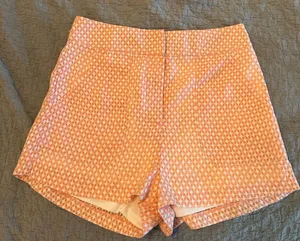 TCEC Peach-Orange High-Waist Patterned Shorts thumbnail 1