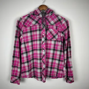 Carhartt Flannel Shirt Womens Small‎ Pink Plaid Hooded Pearl Snap Rugged Shacket thumbnail 8