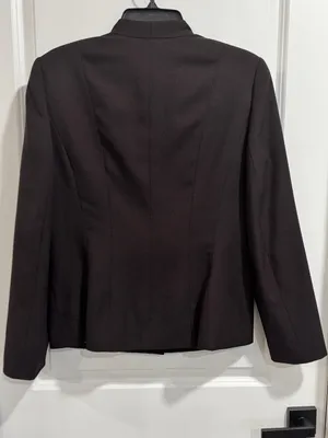 Emily Brown Collarless Button Down Fitted Blazer Jacket 8 Dark Chocolate Career thumbnail 3