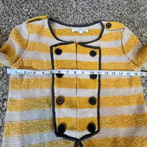 LOFT Women's Striped Double Breasted‎ Knit Cardigan Sweater Size S thumbnail 5