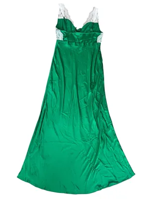 Free People FP Women’s Countryside White Green Satin Maxi Slip Dress Size Large thumbnail 6