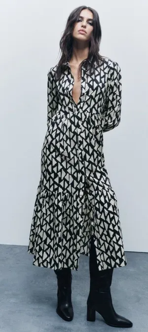 NWOT Zara Patterned Maxi Dress thumbnail 1