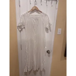 ZARA LONG DRESS SQUARE NECK GAUZE EMBROIDERED LACE Dress SZ XS thumbnail 12