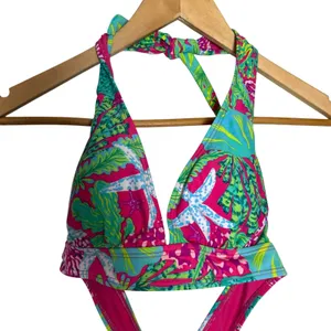 Stella Parker Pink Green Starfish Print 2 Piece Halter Swim Skirt Bikini Set M thumbnail 7