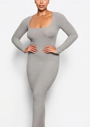 Skims‎ Soft Lounge Long Sleeve Dress in Heather Gray Size: S thumbnail 1
