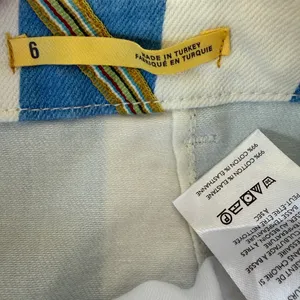Anthropologie Blue and White Vertical Stripe High-Rise Shorts thumbnail 5