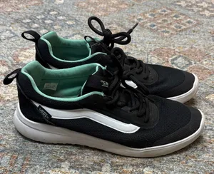 Vans Black and White Sneakers with Mint Highlights thumbnail 1