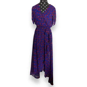 Disney Womens Dress Sz S Blue Red Floral Snow‎ White & The Seven Dwarfs Hi Low thumbnail 3