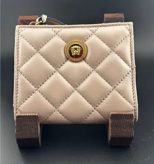 Versace Quilted Leather Wallet with Gold Medusa Button thumbnail 1