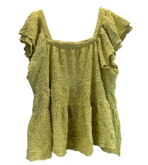 A Beautiful Soul Chartreuse Flutter Sleeve Tiered Top women sz 2X thumbnail 3