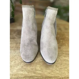 Franco Fortini Ella Suede Leather Ankle Boots Taupe Fringe Block Heel Size 6 thumbnail 3