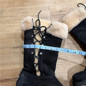 UGG Australia Upside Black Suede Winter Boots Lace-Up Size 8 Y2K thumbnail 4