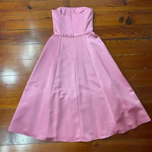 Vintage 90s Michaelangelo Pink Satin Strapless Formal Evening Dress Sz 2 🍄 thumbnail 8