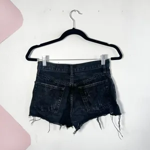 Free People We the Free High Waist Denim Shorts Button Fly Distressed‎ Size 25 Black thumbnail 2