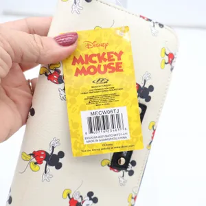 Disney Wallet Womens OS Zip Around Cream Mickey Mouse Print New thumbnail 4