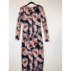 Abercrombie Fitch Dress Black Midi Bodycon Abstract Cutout Long Sleeve Medium thumbnail 8