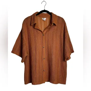 Billabong Open Knit Button Up Shirt Swim Beach Cover Up Beach Summer Travel thumbnail 2