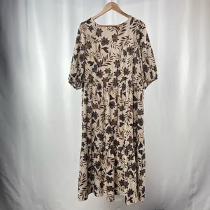 Eloquii Floral Puff Sleeve Midi Dress‎ in Cream Size 16 thumbnail 4