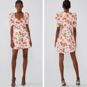 NWT Zara puff sleeve‎ floral polka dot mini dress thumbnail 5