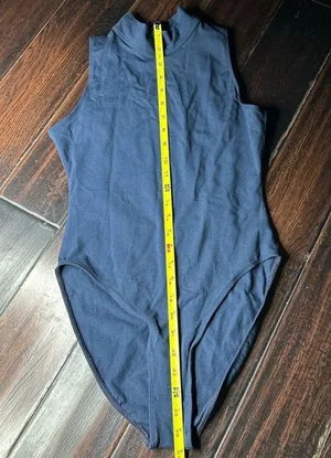 Mock neck bodysuit cutout back Los Angeles Apparel one piece leotard basic thumbnail 1