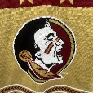 Foco FSU Seminoles Ugly Christmas Womens Sweater XL Retro VNeck Tailgate Holiday thumbnail 4