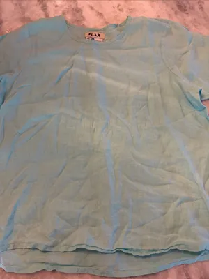 Flax Light Blue Linen Short Sleeve Crew T-Shirt thumbnail 2