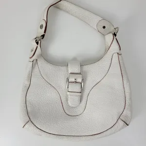 Michael Kors Womens Bag White Pebbled Leather Shoulder Hobo Fold Over Buckle thumbnail 11