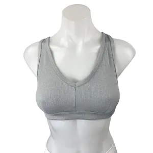Alo Yoga Gray Rib Knit Sleeveless Cami Camisole Sports Bra Crop Tank Top Size S thumbnail 3