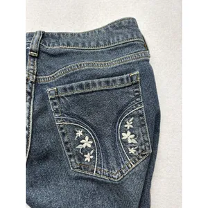 Hollister Womens Low-Rise Boot Jeans 2R W26 Regular Blue Floral Embroidered thumbnail 5