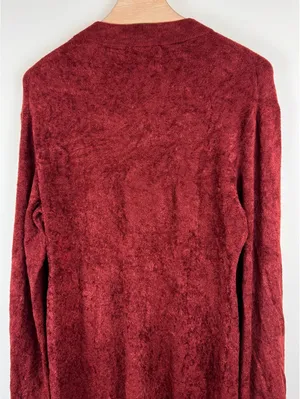 Elizabeth and James Burgundy Velour Knit Sweater Mini Dress Long Sleeve Size L thumbnail 7