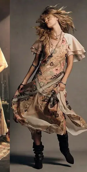 Free People Bohemian Witchy Celestial Nights Maxi Dress in Fairy Combo XL thumbnail 1