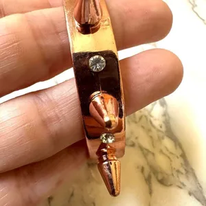 Rose gold tone spiky rhinestone cuff bracelet thumbnail 4