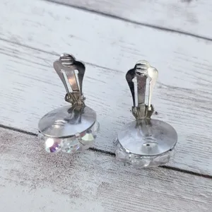 Vintage Clip On Earrings Iridescent 7/8" thumbnail 5
