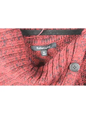 Relativity Marled Cable Knit Sweater Dress Asymmetric Button Cowl Neck XL thumbnail 4