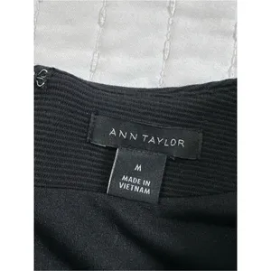 Ann Taylor Black Cap Sleeve Peplum-Style Top with Gold Button Tabs Detail Size M thumbnail 10