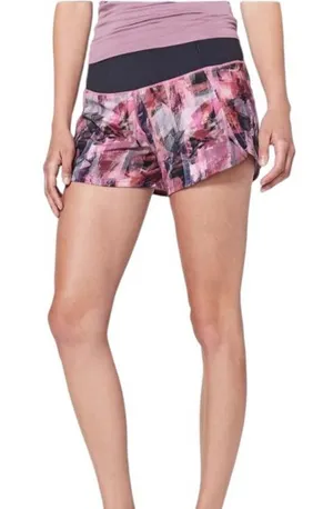 Lululemon Run Times Short II 4" Sun Dazed Multi Pink Super Dark Size 4 thumbnail 1